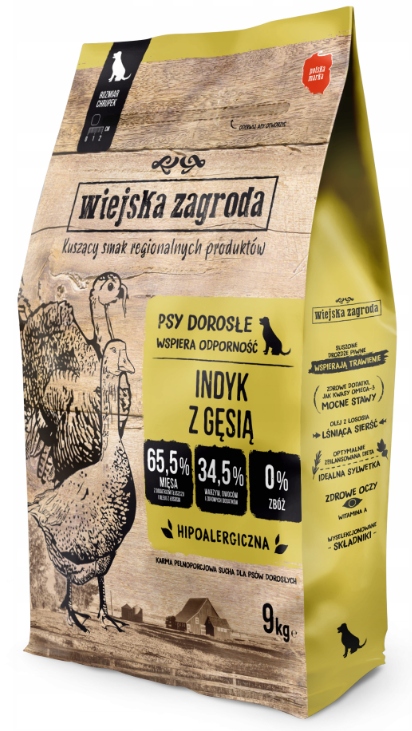 Wiejska Zagroda Indyk z Gęsią 9kg chrupki M