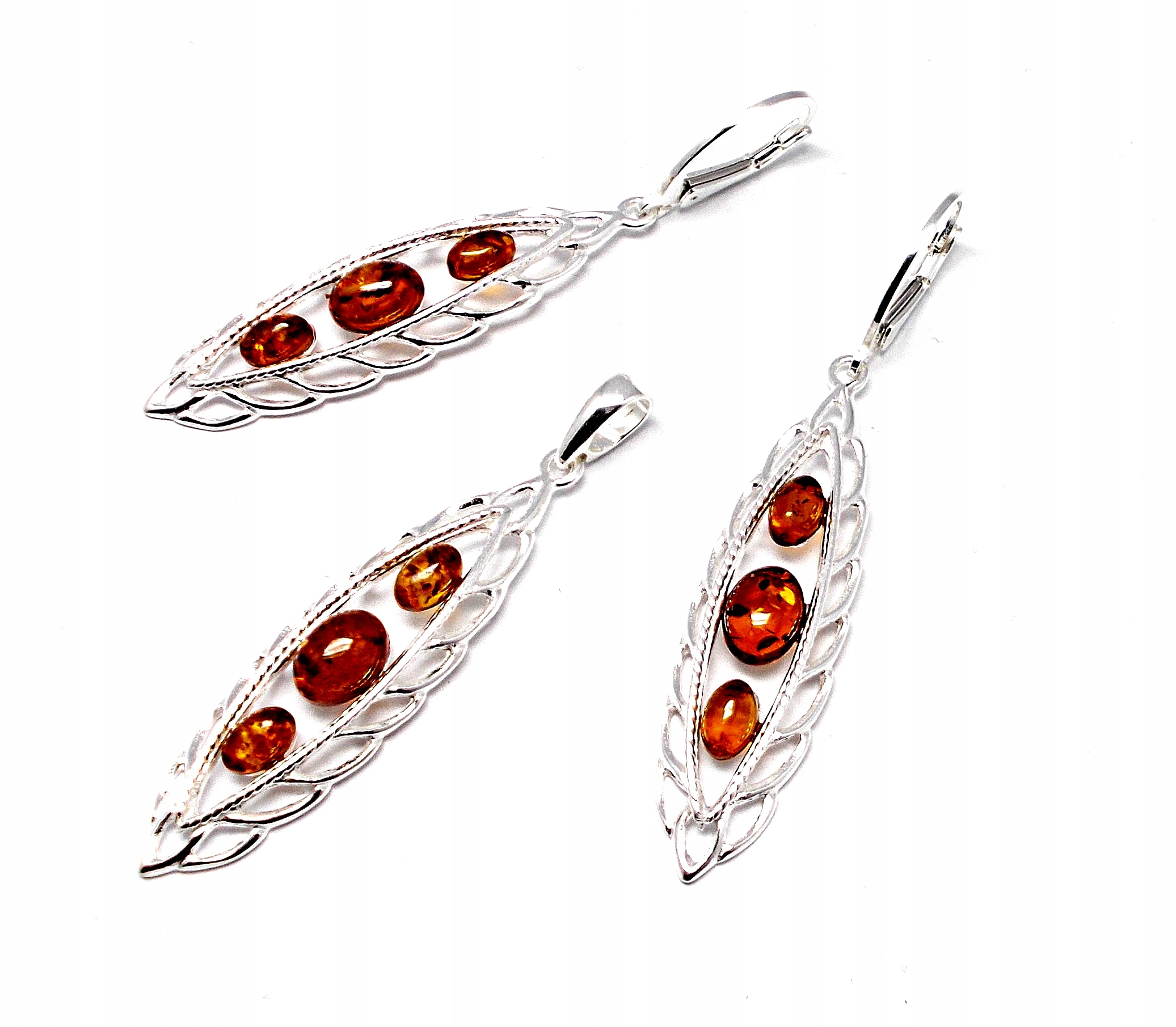 Stříbrný Komplet Z Baltského Jantaru