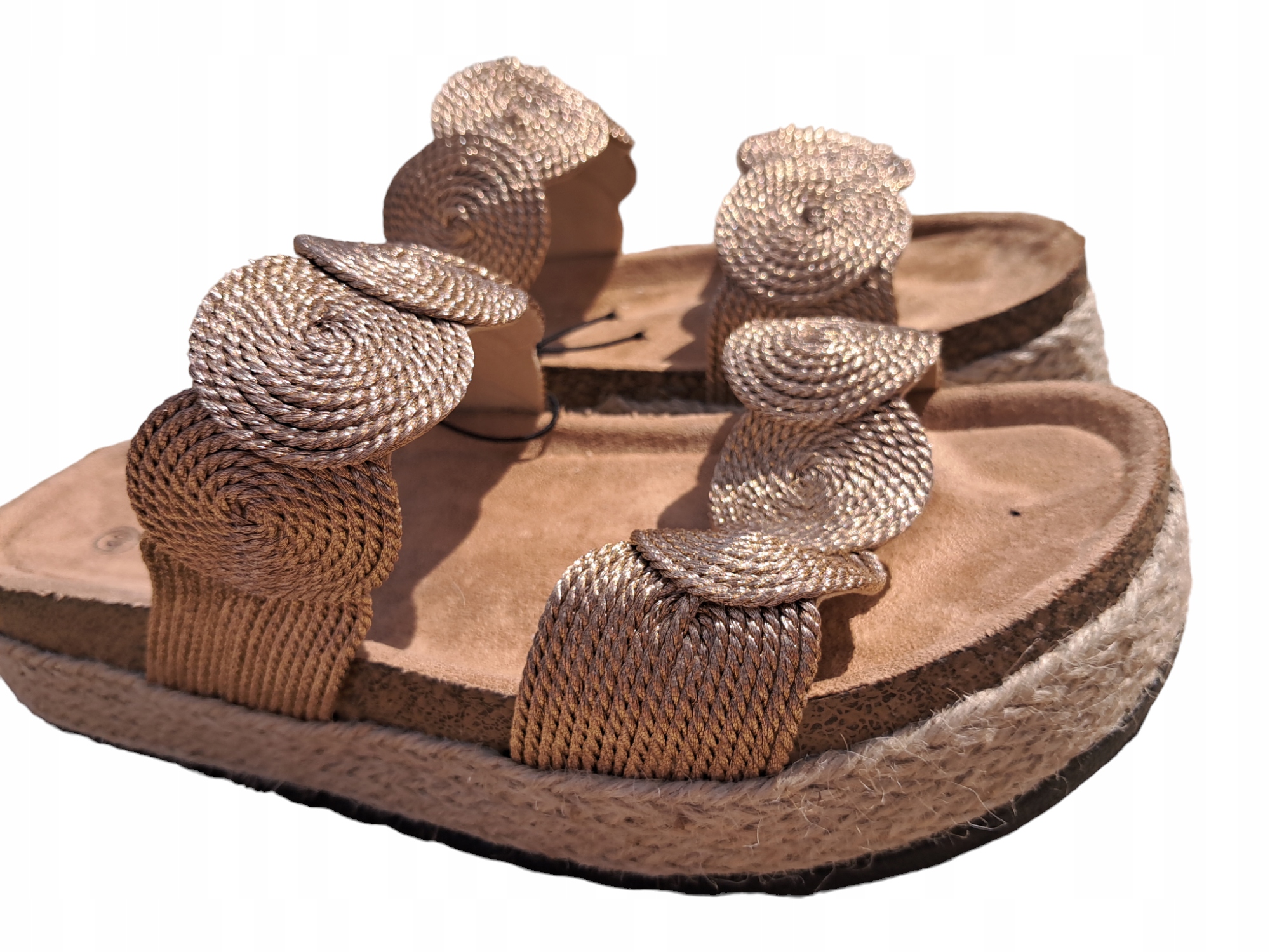 Klapki damskie wsuwane rozmiar 40 kolor złoty