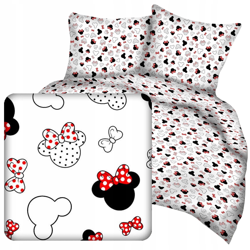 

Pościel biała czarna myszka miki 160x200 cm