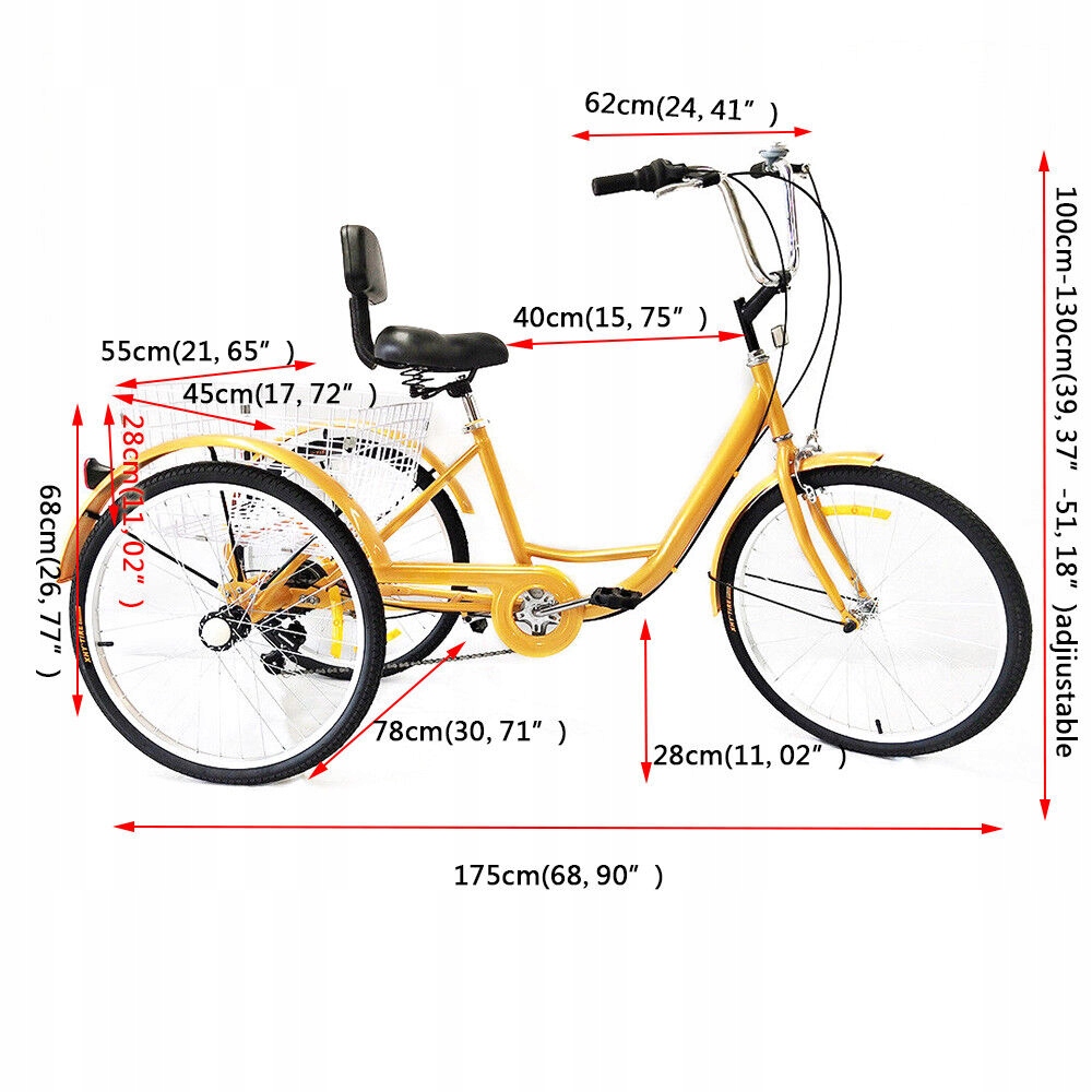 ROWER TRÓJKOŁOWY 24'’ 6BIEGÓW ŻÓŁTY Z KOSZEM Kod producenta GS720727