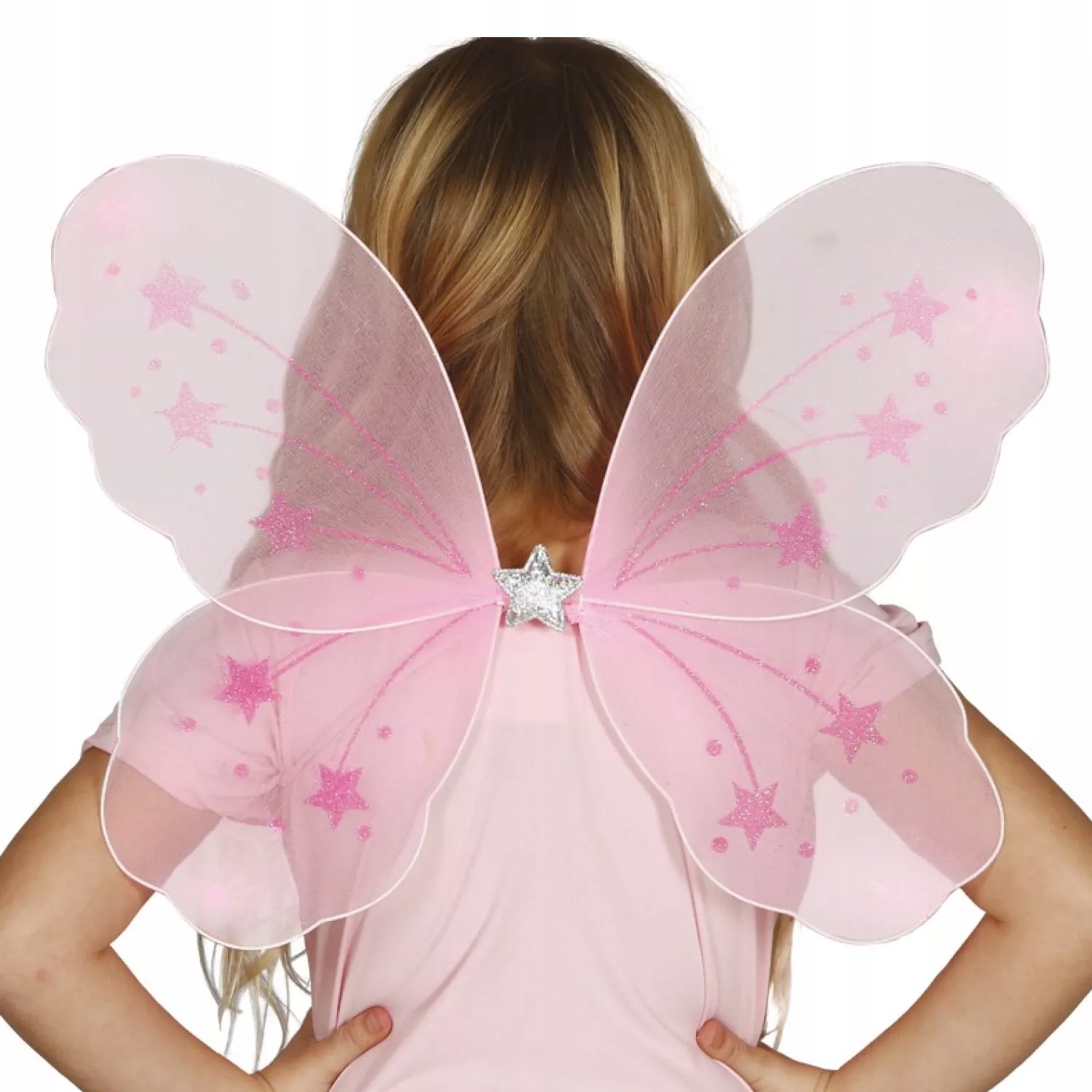 Skrzydła różowe wróżki motylka na gumce 40cm