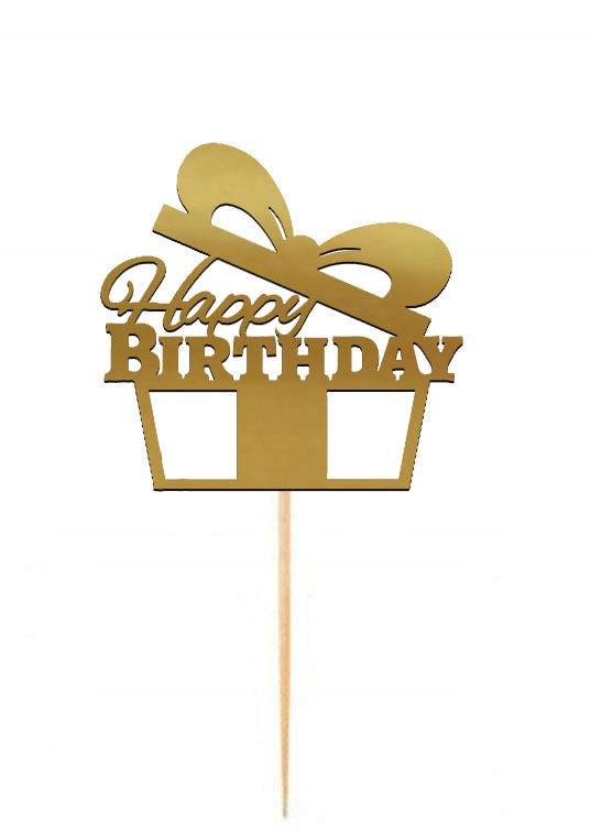 

Topper na tort Happy Birthday złoty