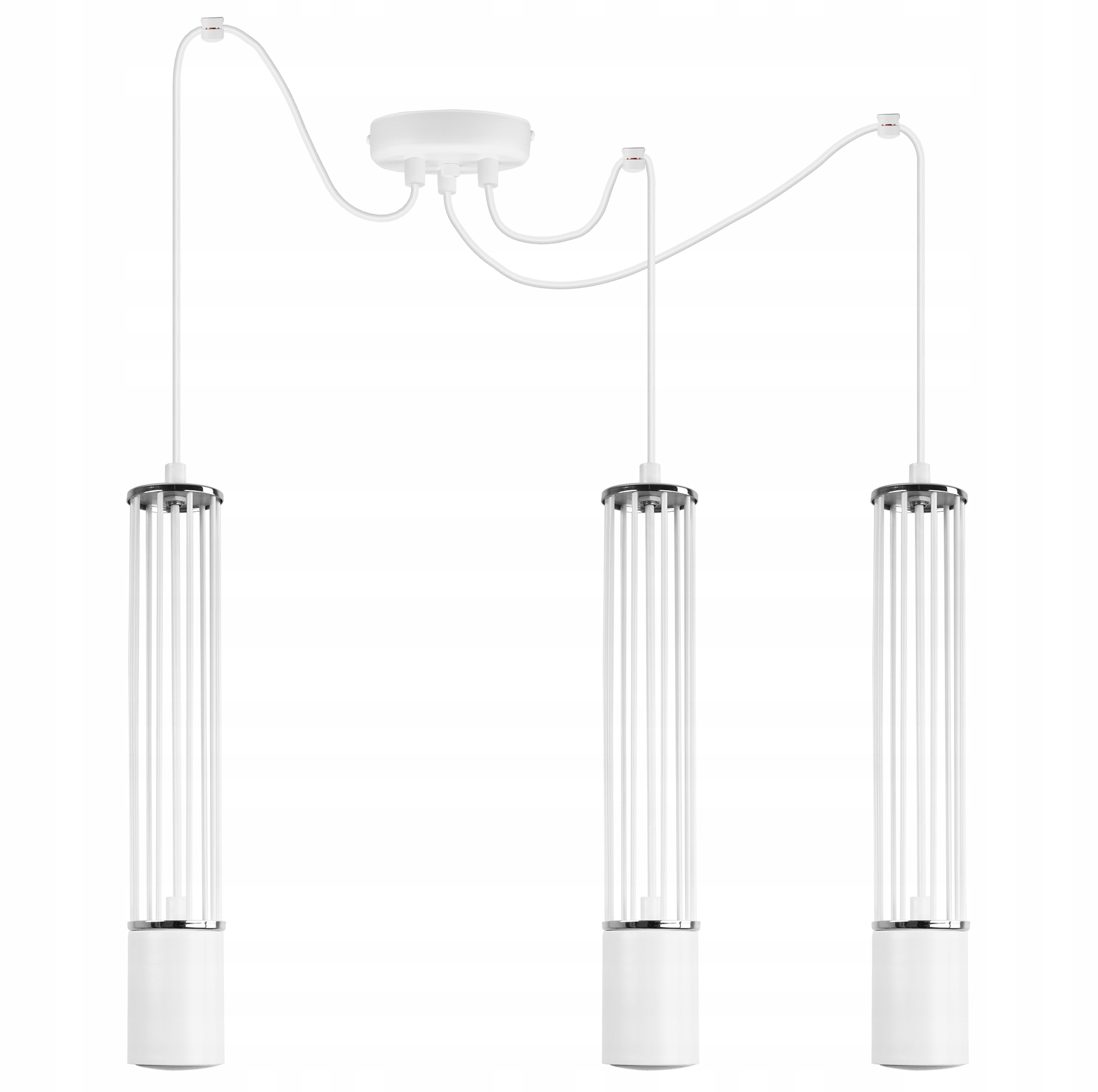 Led Stropní Lampa Závěsná Tuba Trojitý Lustr Elegantní Loft Bílá