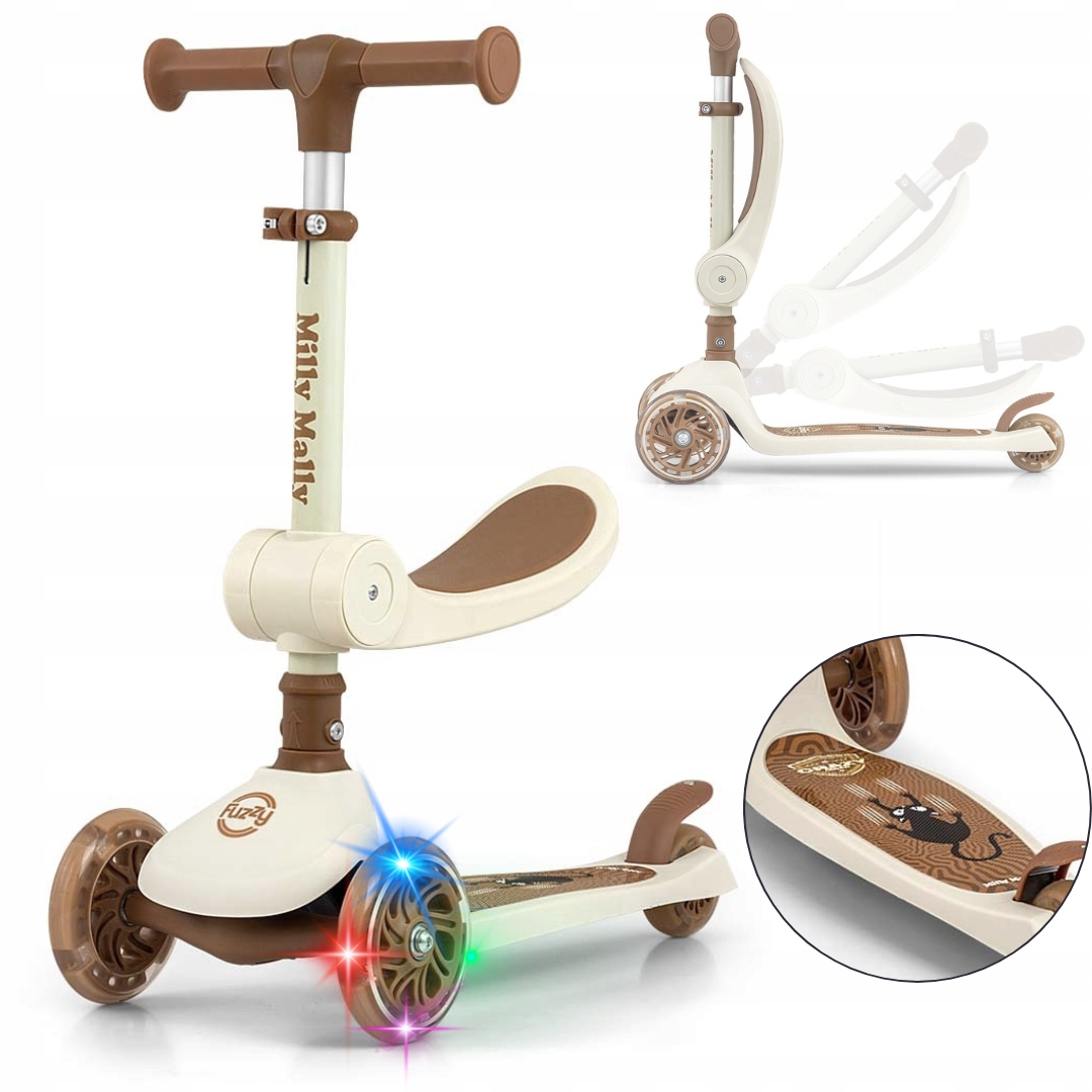 Hulajnoga dla dzieci trójkołowa balansowa Led Scooter Fuzzy Milly Mally