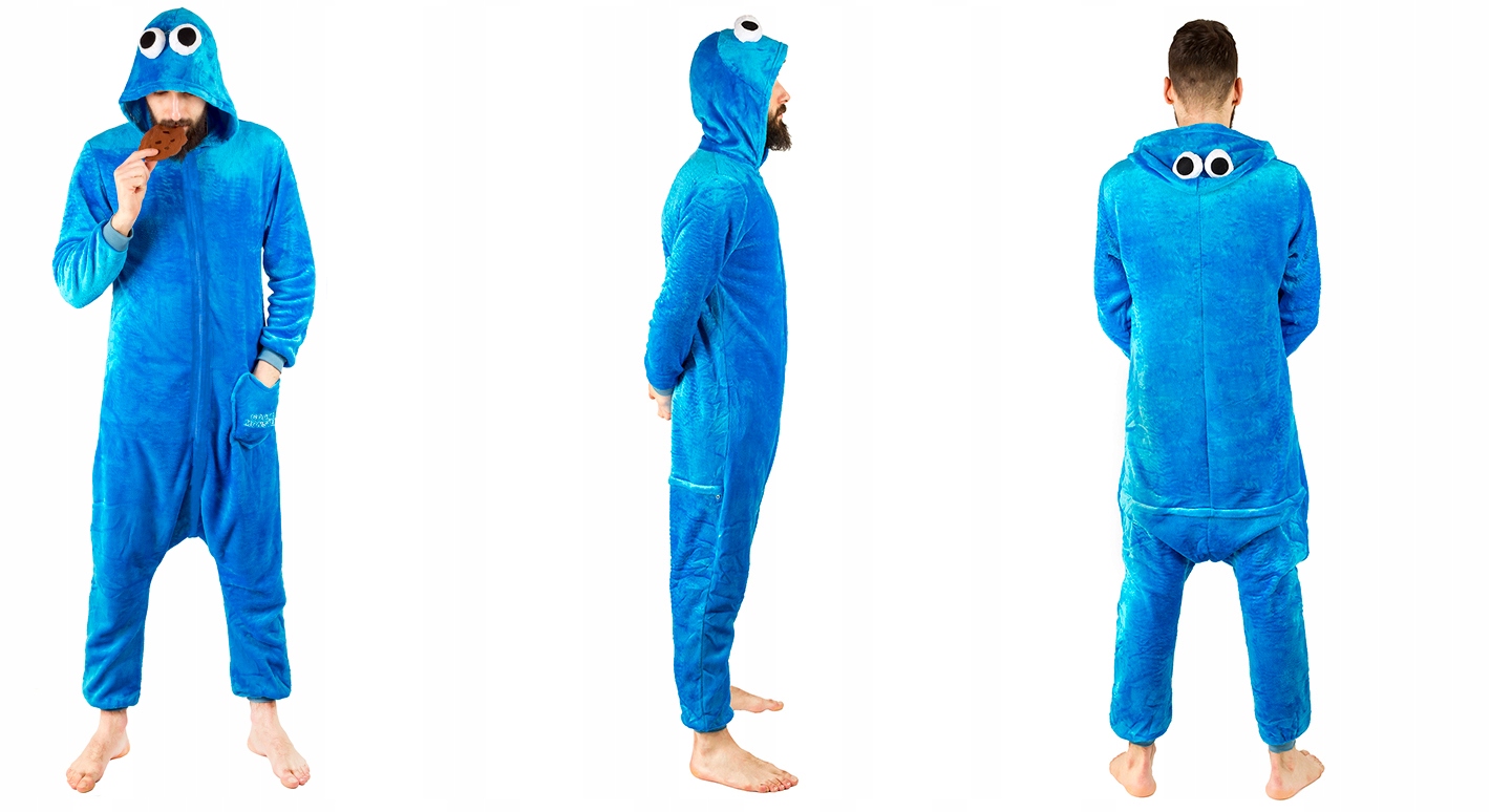 ONESIE PRZEBRANIE NIEBIESKI ELMO JEDNOCZĘŚCIOWA PIŻAMA KIGURUMI DRES L Rozmiar L