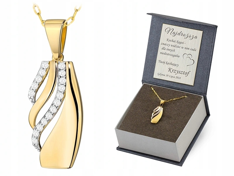 Zlatý Náhrdelník 40 cm pr. 585 Přívěsek Přívěsek Fala se zirkony 14k