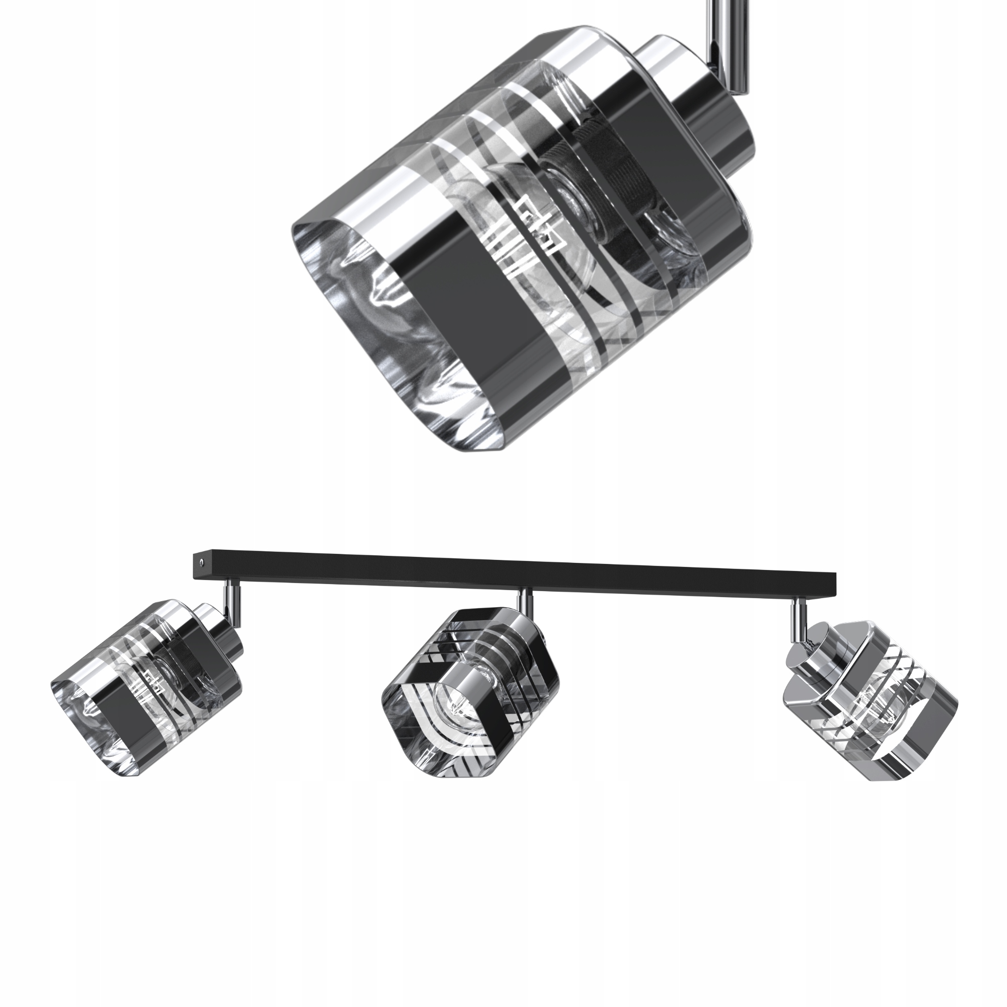 Stropní Svítidlo Stropní Svítidlo Skleněné Stínidlo E27 Chromovaná 3-BODOVÁ Česká Led Lampa