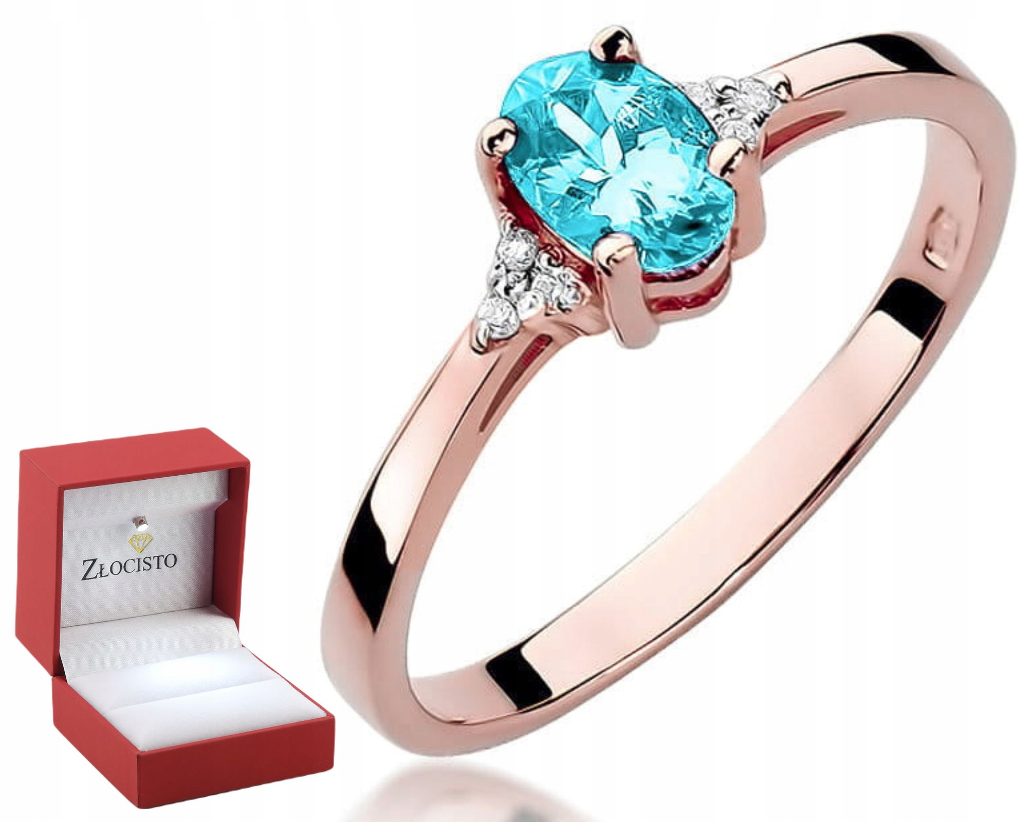 Růžové Zlato Prstýnek Topaz Brilianty Gravírování 585 Dárek