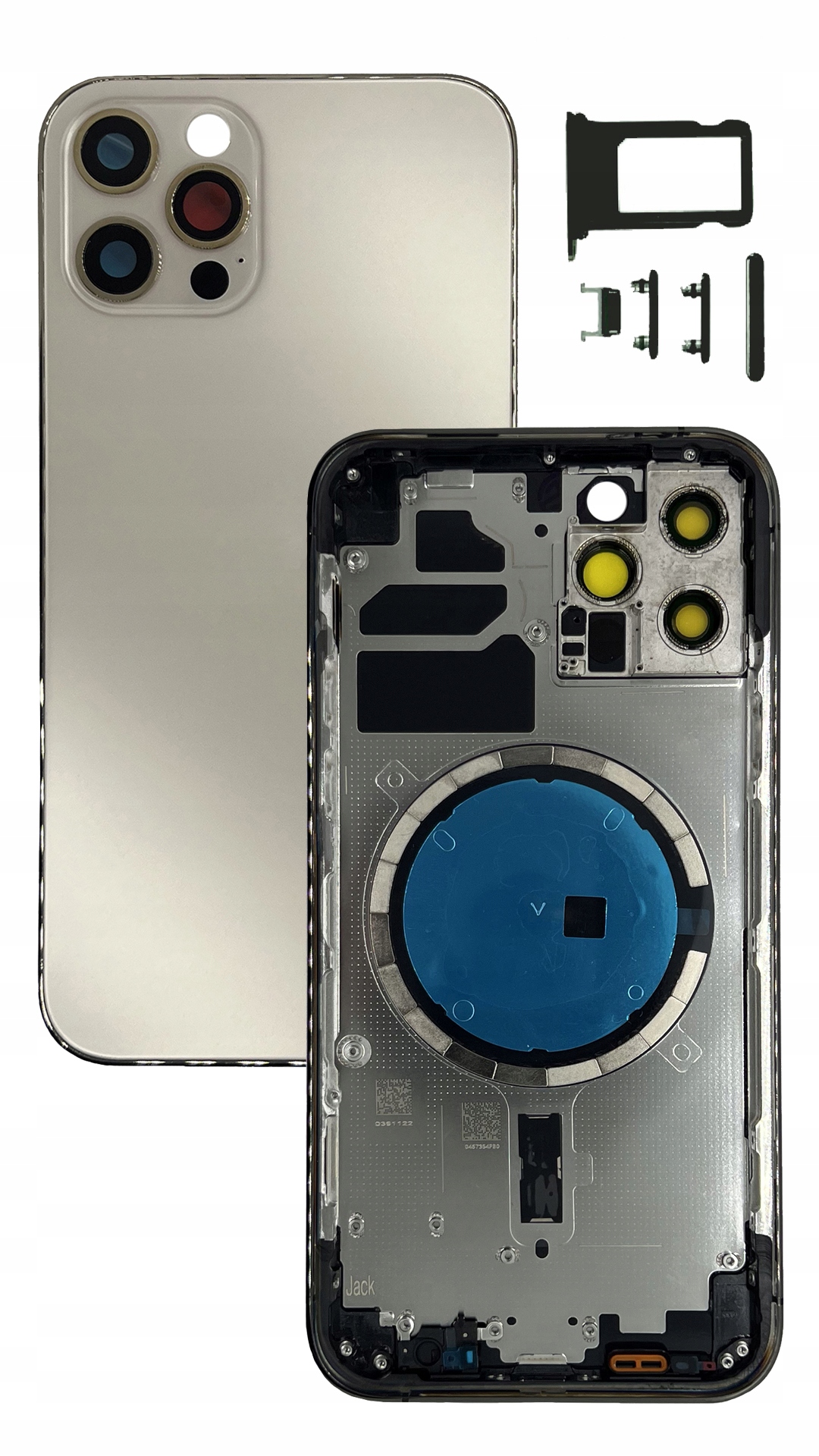 Kompletní pouzdro Zlaté pro Apple iPhone 12 Pro, tělo, rámeček, náhrada