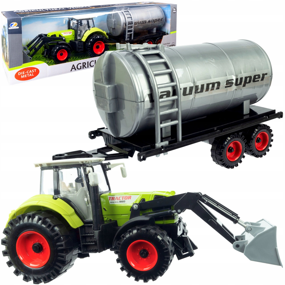 

Duży Traktor z Przyczepą Ciągnik Napęd Ruchome ele