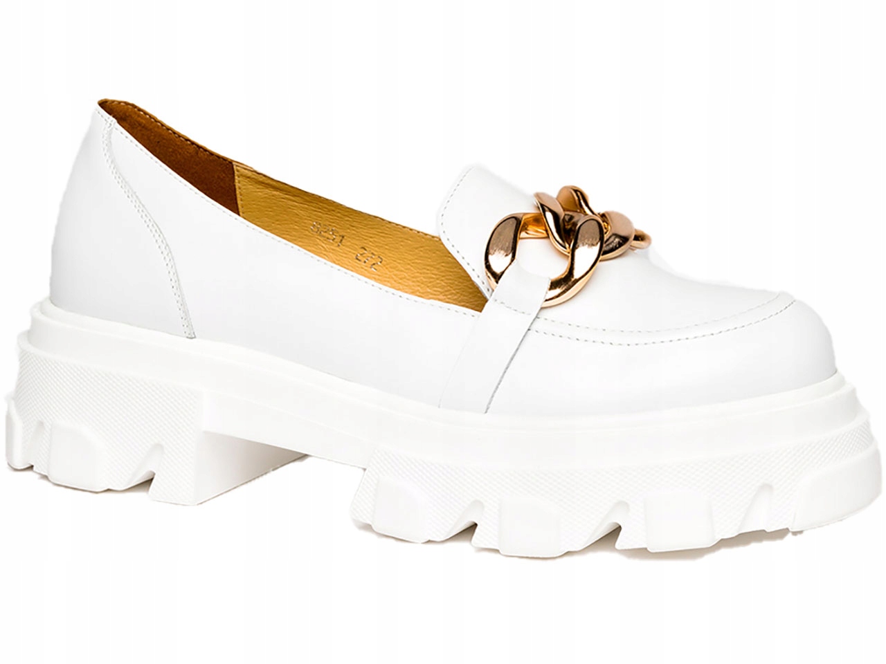 MOKASYNY PÓŁBUTY NA PLATFORMIE SKÓRA ŁAŃCUCH r 37