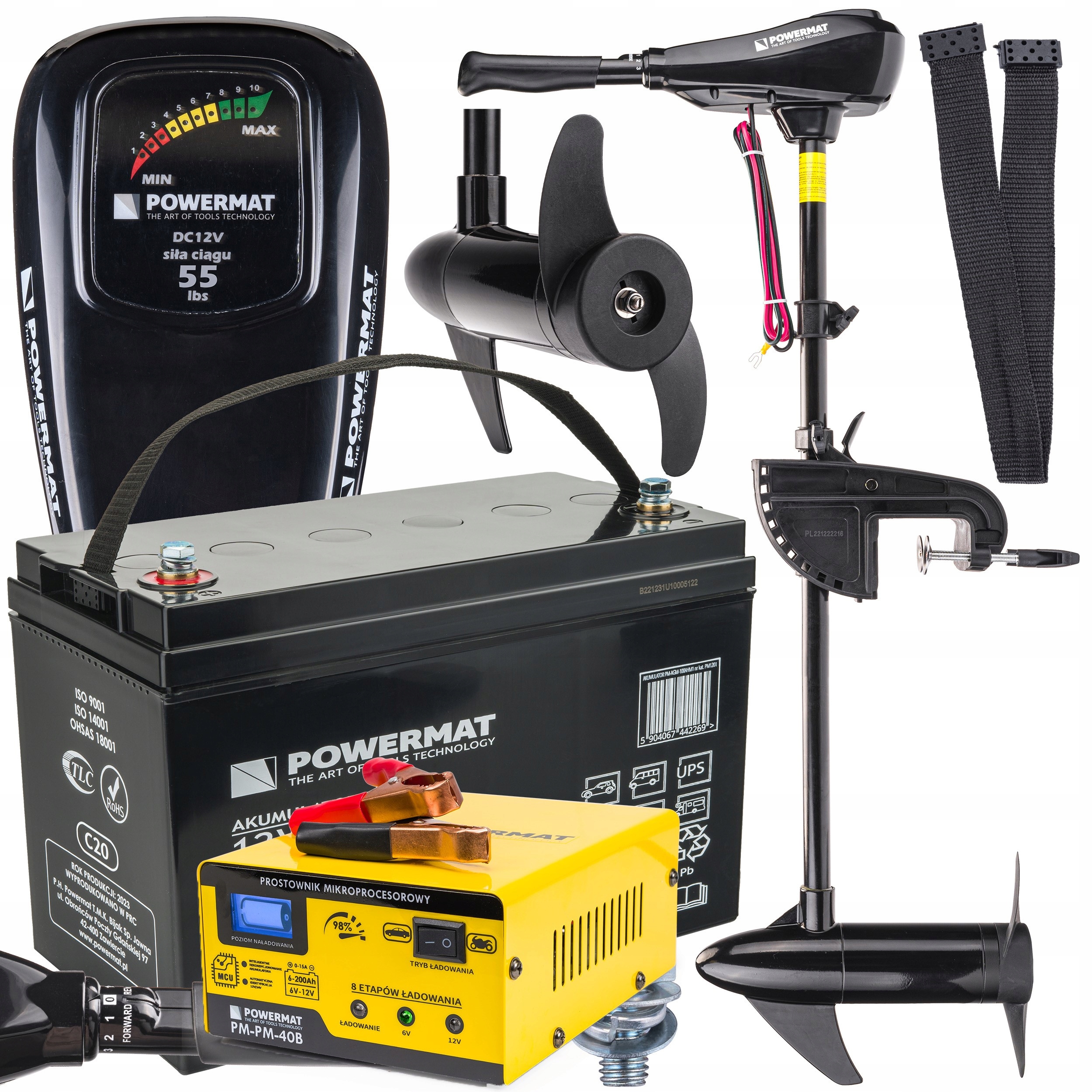 Silnik ZABURTOWY Elektryczny 55lb +AKU +Prostownik