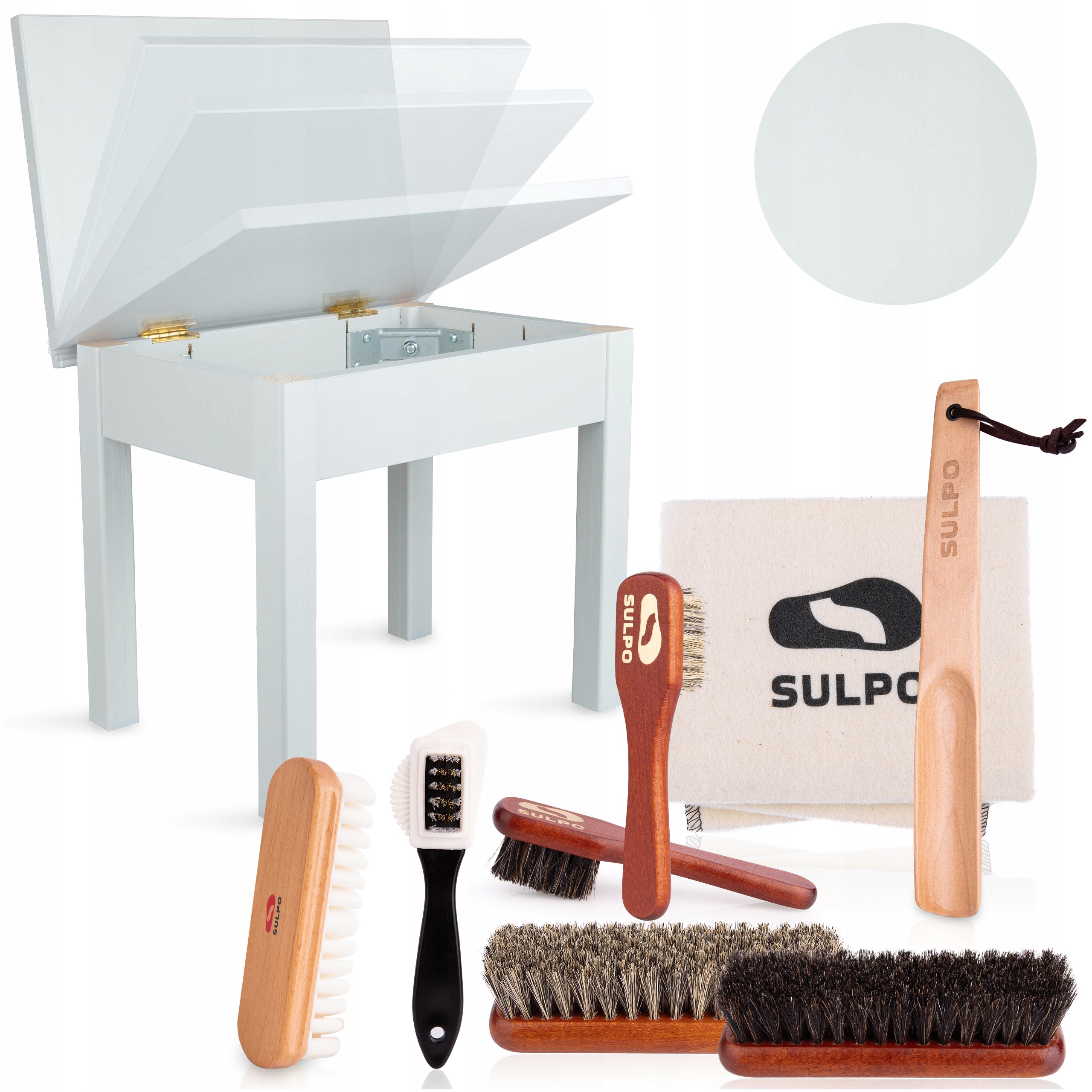 SZCZOTKI WŁOSIE KOŃSKIE ŚCIERECZKA ŁYŻKA DO BUTÓW STOŁEK CZYSZCZENIE BUTÓW