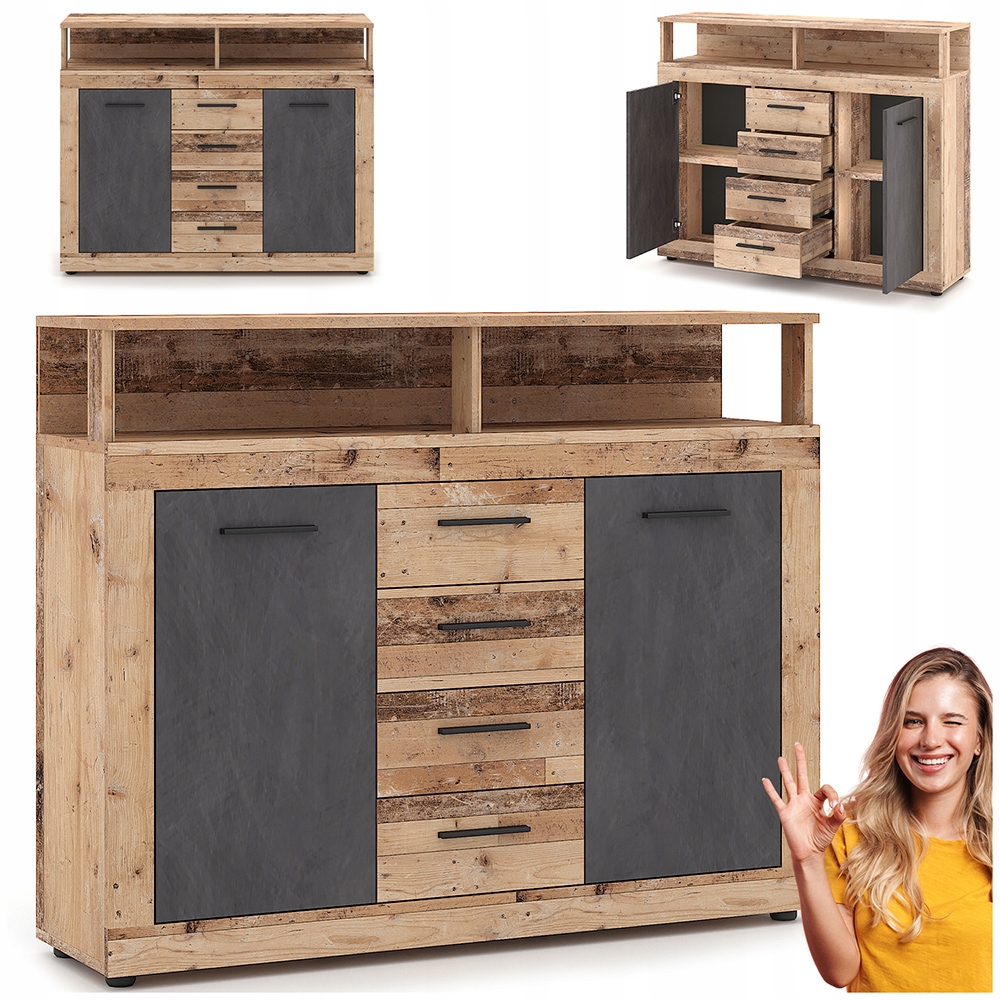Komoda s zásuvkami do obývacího pokoje a předsíně Grafit Blago 120 cm