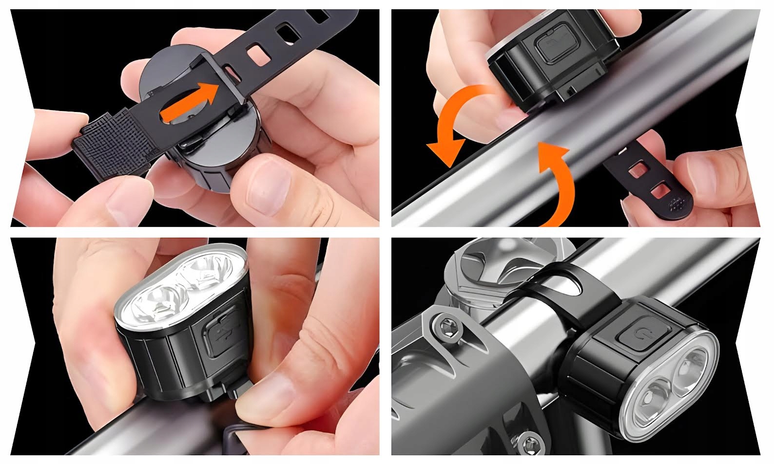 LAMPKA ROWEROWA ŚWIATŁO PRZÓD TYŁ LED NA ROWER KIEROWNICĘ MOCNA USB JASNA Źródło światła dioda LED