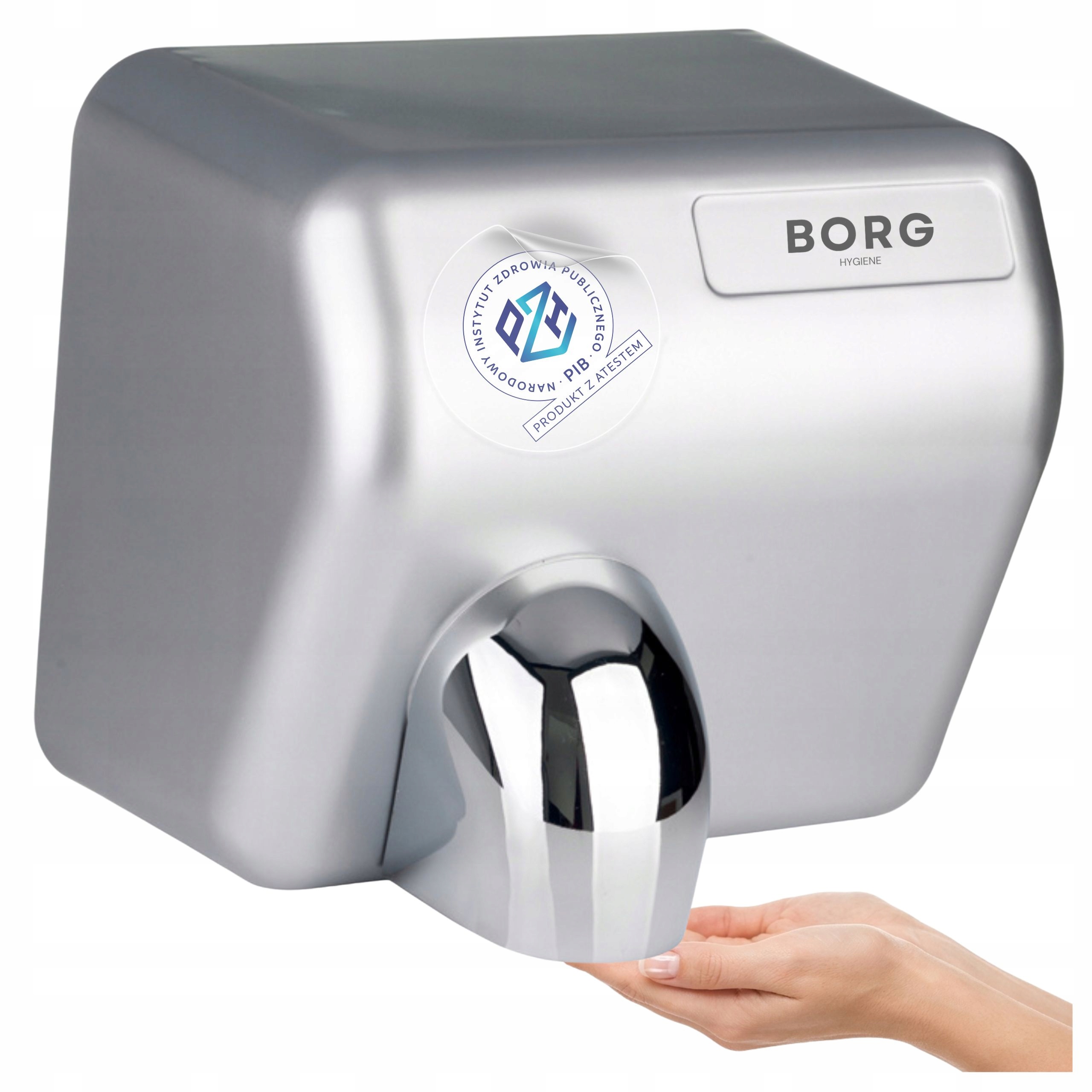 Sušička rukou 2500 W Borg Flowmaster Stříbrná Pohyblivá tryska Sušení 15 sekund