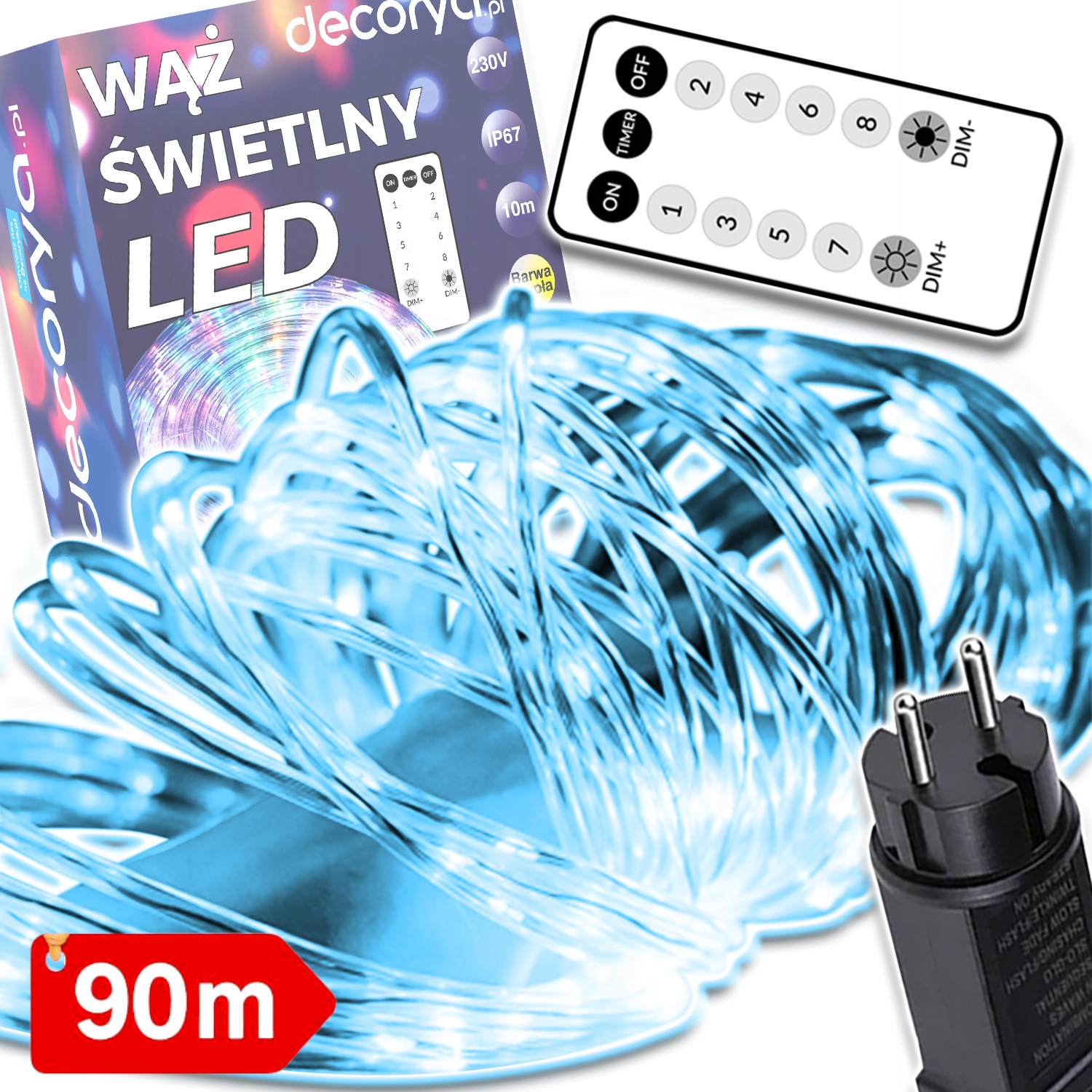 Led Světelná Hadice Vánoční Osvětlení Na Stromeček Ozdobné 90 M Voděodolná IP67 S Dálkovým Ovládáním