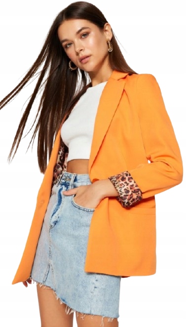 Trendyol Oranžová Sako S Klopami A Dlouhým Rukávem 38 5AB