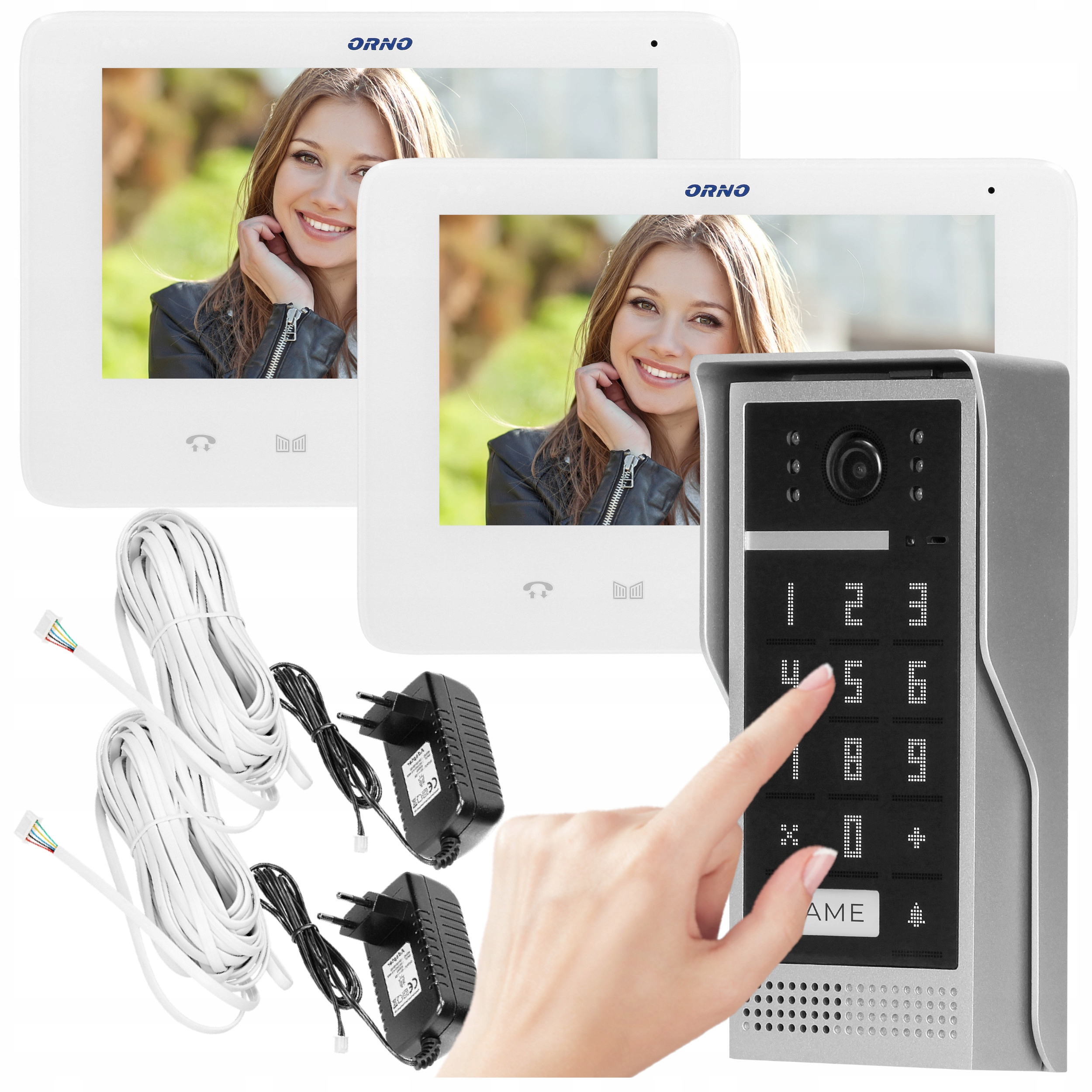 Wideodomofon 2 Monitory LCD 7" Z Szyfratorem Na Kod Daszek Furtka Brama