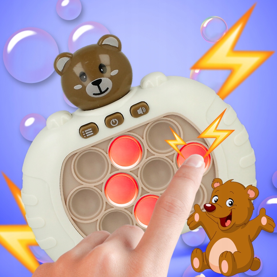 GRA ZRĘCZNOŚCIOWA POP IT POPIT ELEKTRYCZNA ANTYSTRESOWA ŚWIECI DŹWIĘKI MIŚ Kod producenta Z919B