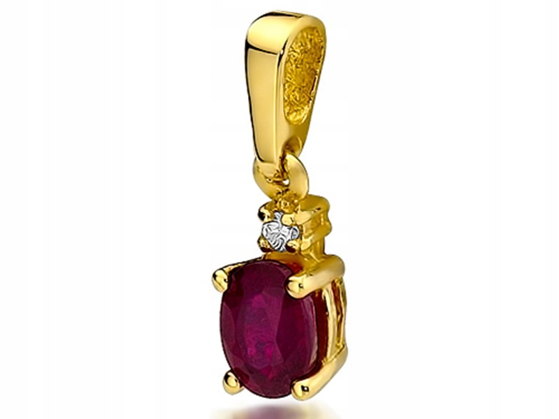 Zlatý přívěsek 585 elegantní briliant rubín, módní vzor na řetízek 14k