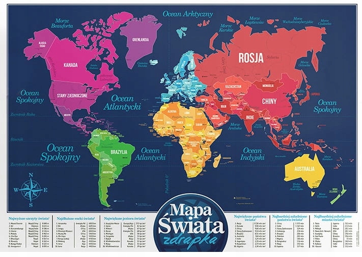 

Świat Mapa Zdrapka Kolorowa 70 x 50 cm