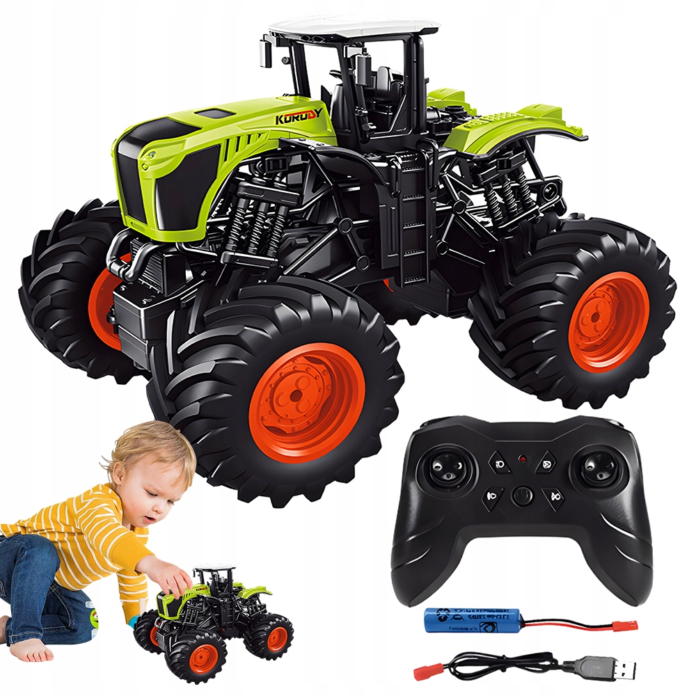 Traktor Zdalnie Sterowany 1:16 Usb Ładowanie Rc Ciągnik Terenowy