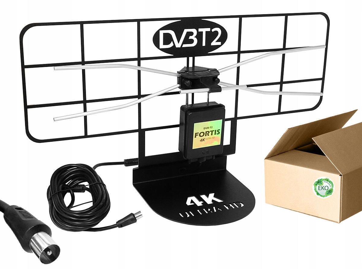 Solidna Antena Pokojowa DVB-T2 4K Fortis Pasywna 5m Kabla
