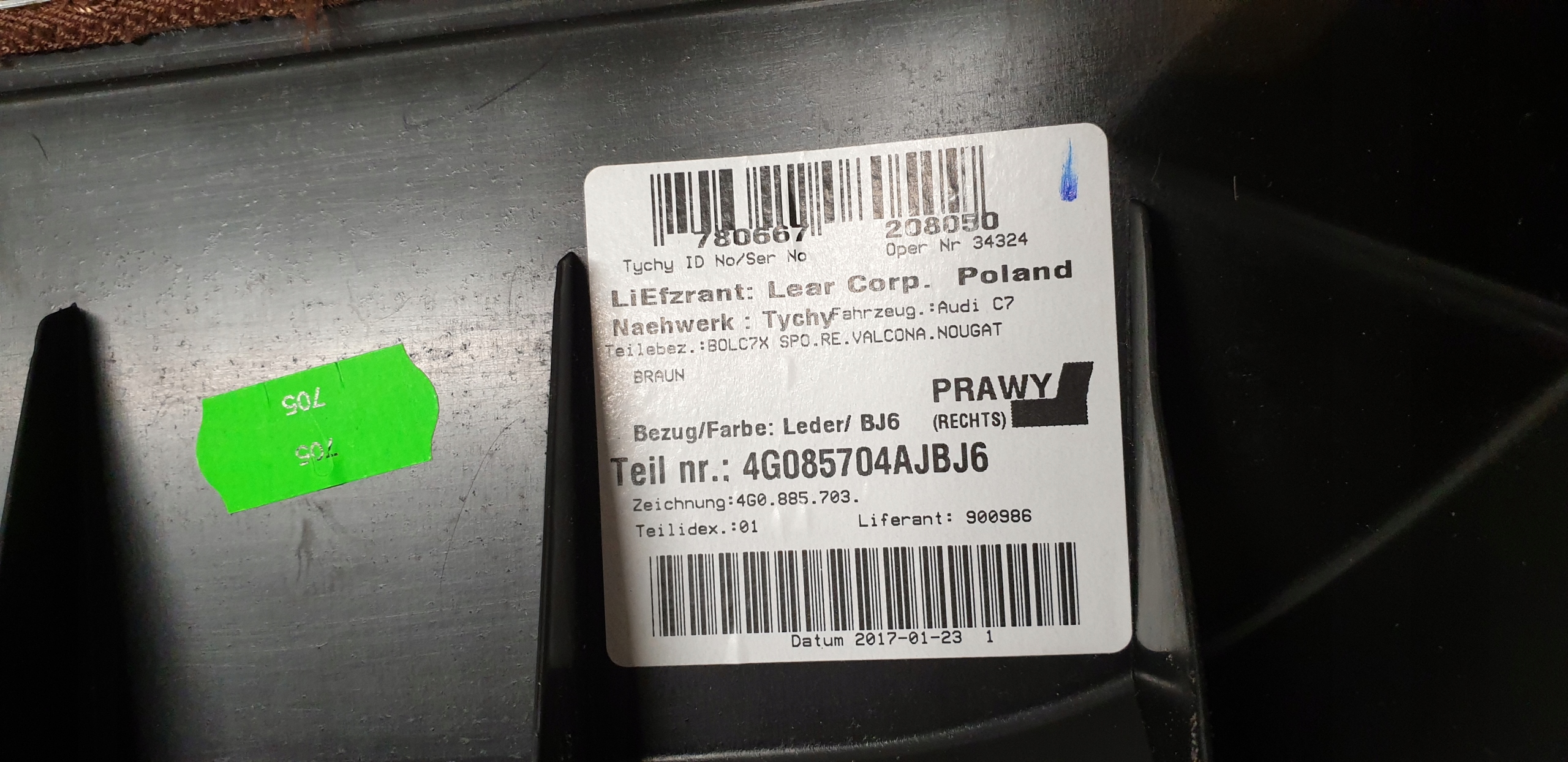 side OPARCIA KANAPY right rear part AUDI A6 C7 4G leather VALCONA OE