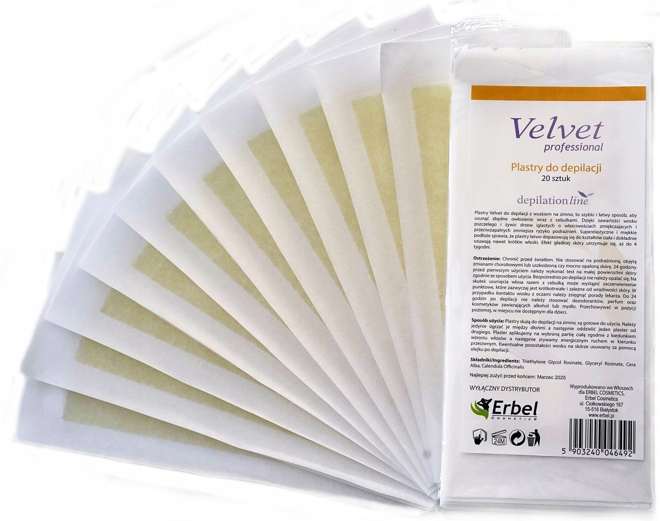 

Velvet Plastry z Woskiem do Depilacji Ciała 20szt