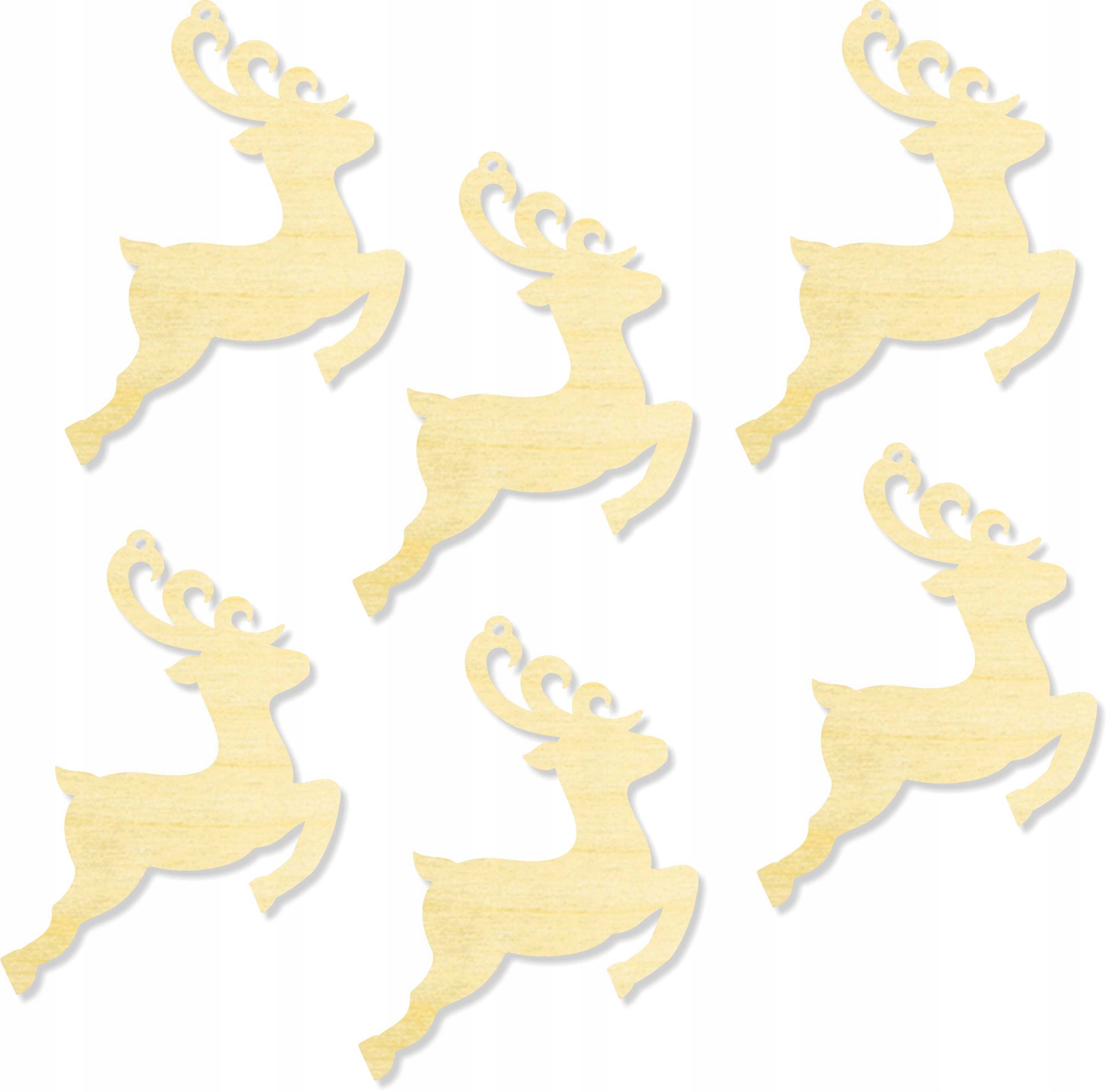 

Bombki drewnianie ozdoby choinkowe 6 szt Renifer