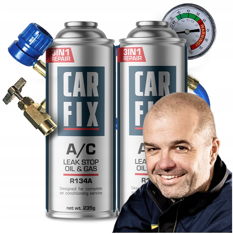 Carfix 3v1 – 2x Chladicí Médium Plyn Pro Klimatizace R134A Kabel