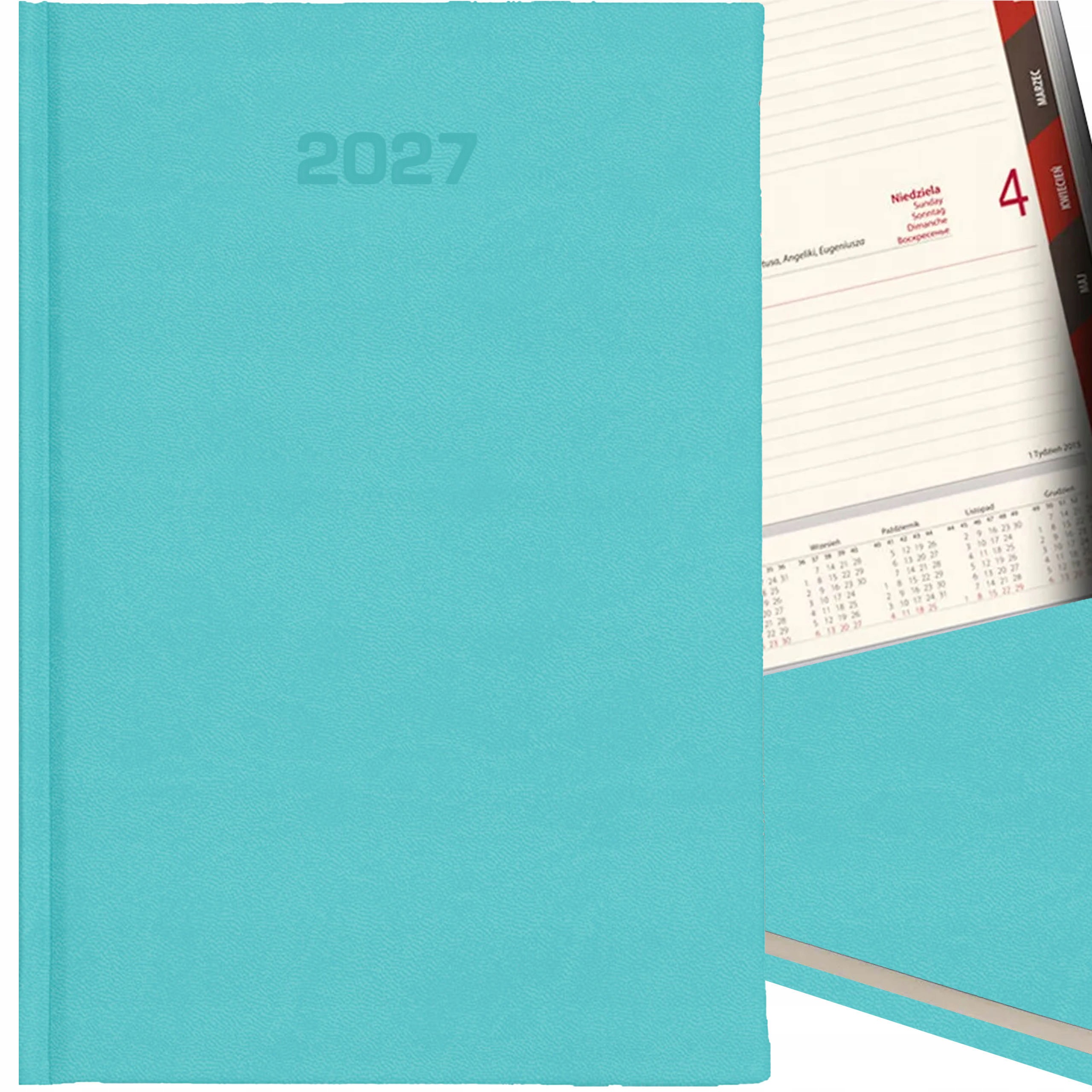 Kalendarz Dzienny A5 Terminarz 2027 Książkowy Notes Planer Turkusowy