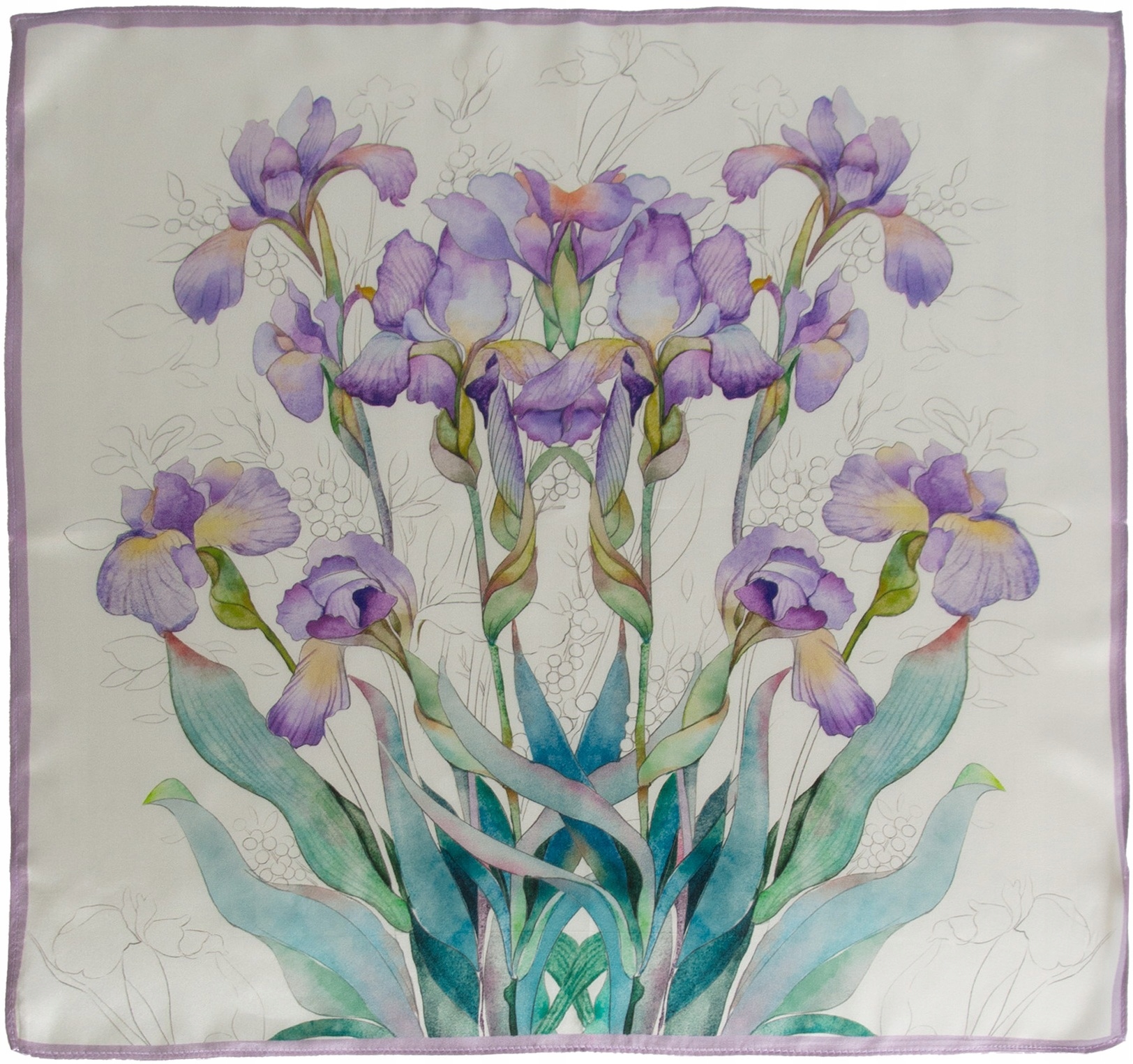 Dámský hedvábný šátek 100% hedvábí 68 x 68 cm Šátek na krk Šátek Irisy