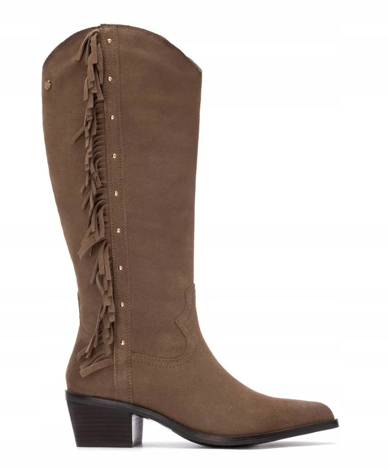 Kozačky Kovbojské Béžové Kožené Španělské Dámské Na Podpatku Carmela 38