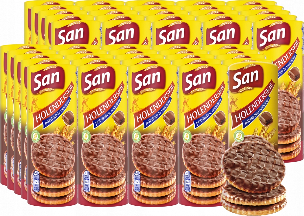 Ciastka San Holenderskie herbatniki w mlecznej czekoladzie 170 g x50