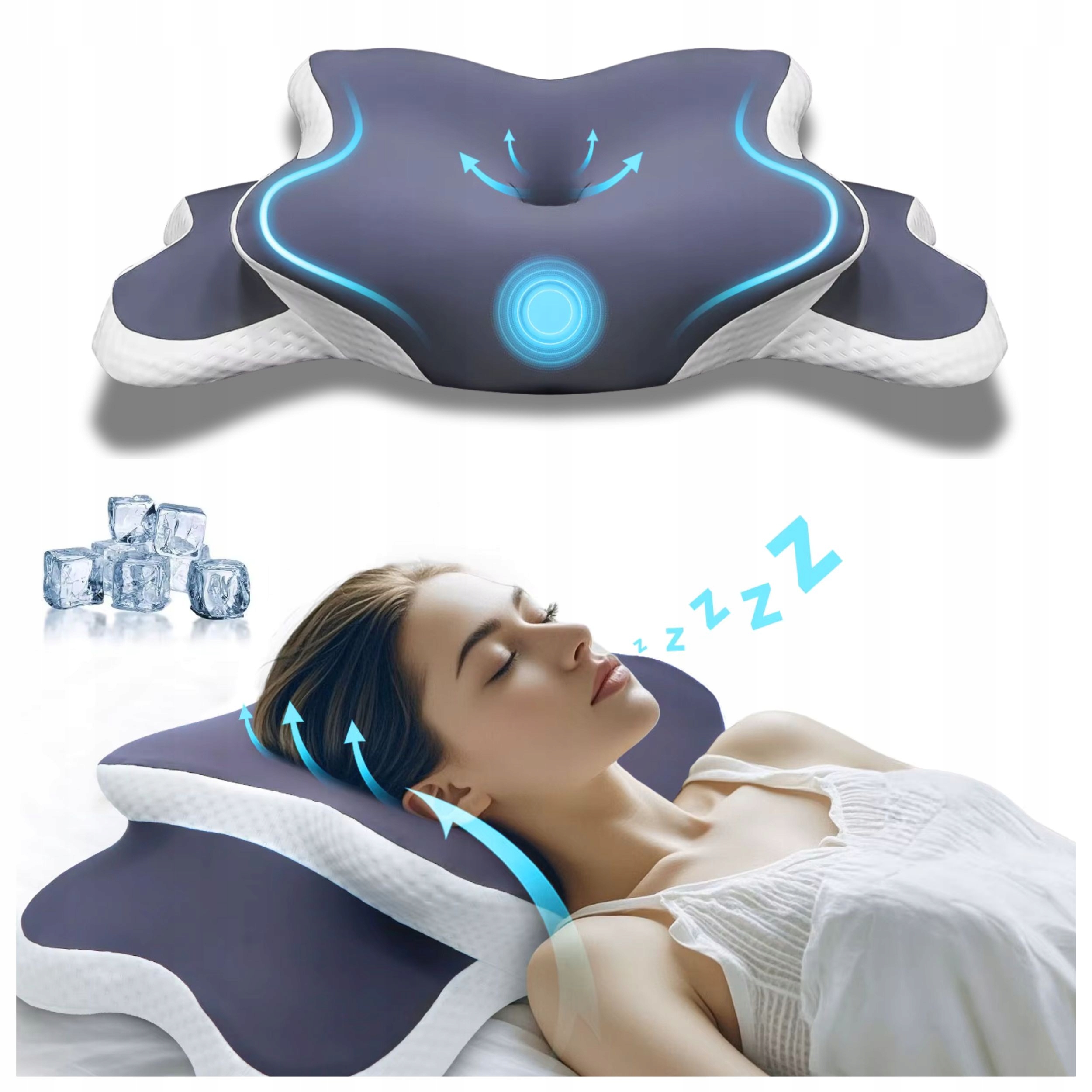 Ergonomická Chladiaca Poduška S Pamäťovou Penou Na Bolesti Chrbta A Krku