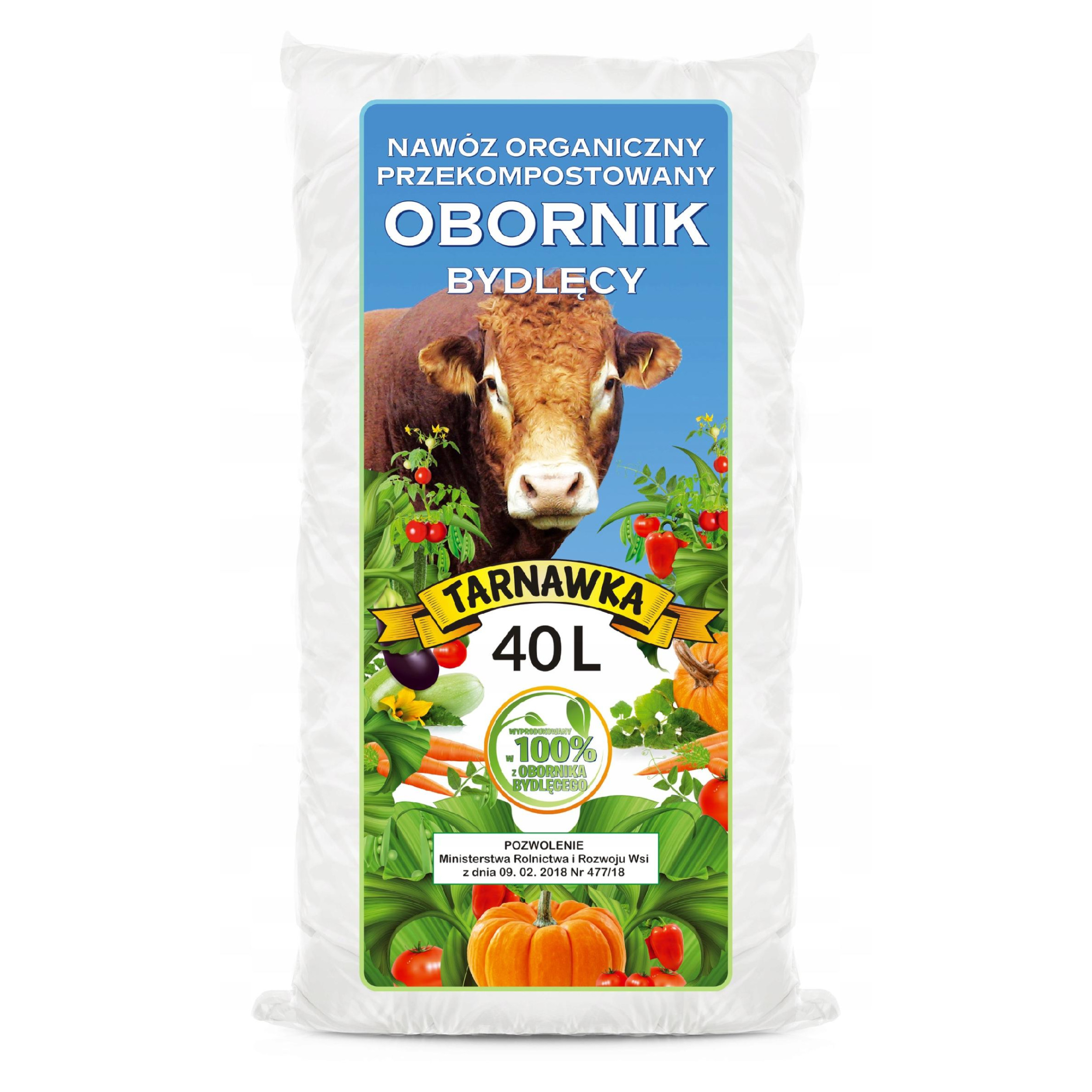 Nawóz organiczny, przekompostowany, obornik bydlęcy 40 l