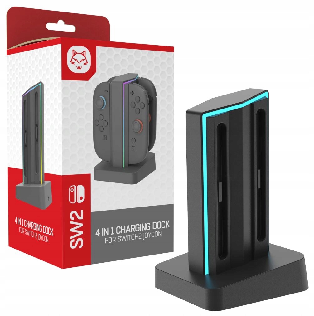 Stacja ładowania do 4x Joy-Con Nintendo Switch 2 NS2 z podświetleniem RGB