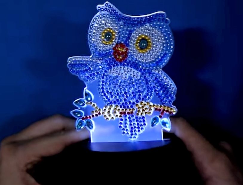 LAMPKA NOCNA ! KOLOROWA SOWA ! MALOWANIE DIAMENCIKAMI ! ZABAWKA KREATYWNA ! Materiał inny