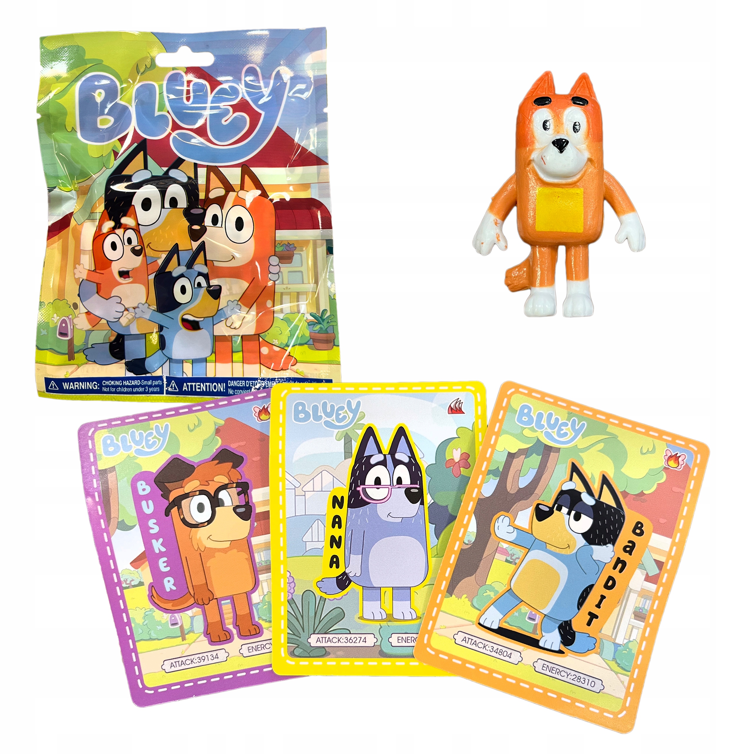 BLUEY BINGO SASZETKA NIESPODZIANKA FIGURKA + 3 KARTY KOLEKCJONERSKIE