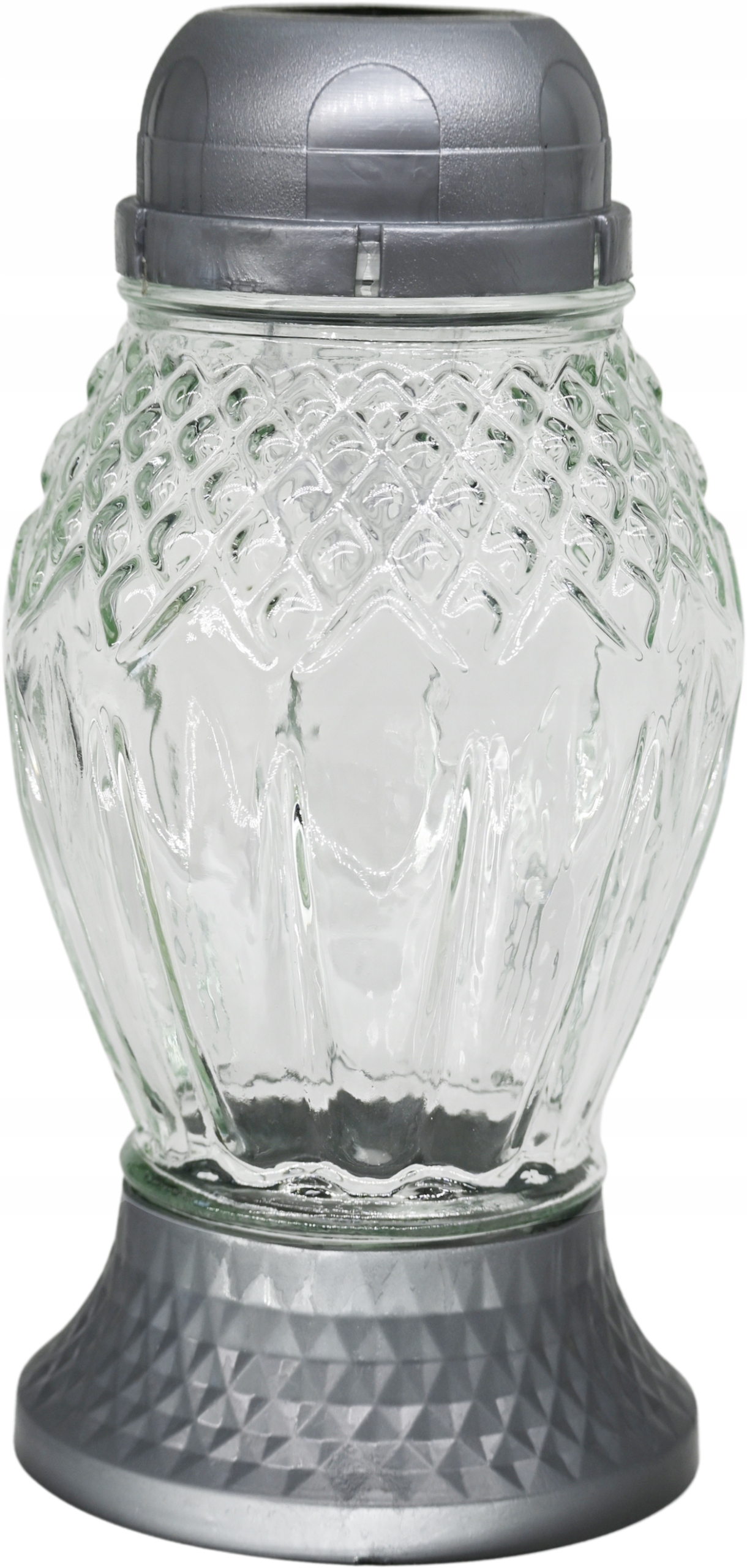 Wysoki Znicz Solarny LED 21 cm – ZNICZE EKO | Wodoodporny | SREBRNY 569 SR