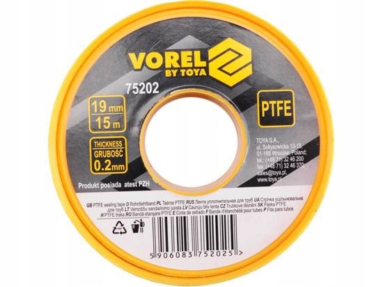 

Taśma Ptfe 15Mx19MMx0.2MM Vorel 75202