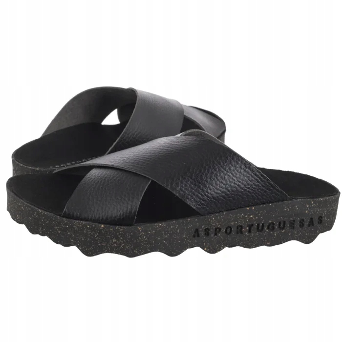 Nazouváky pantofle Asportuguesas Cross L Eco Leat Black P018276000 Černé