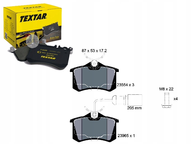 Sada Brzdových Destiček Textar 7 M3698451 E B C