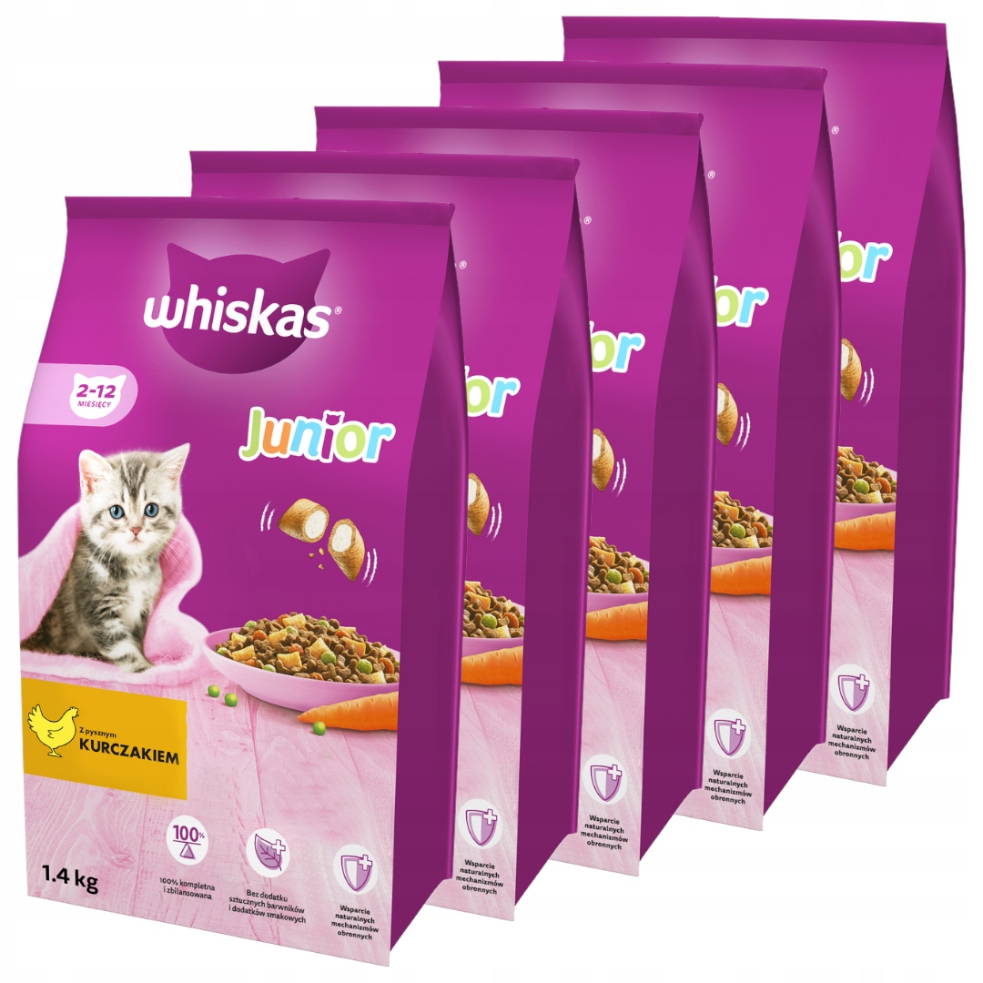 Levně Whiskas Junior Krmivo Pro Kočky S Kuřecím Masem 5 x 1,4 kg