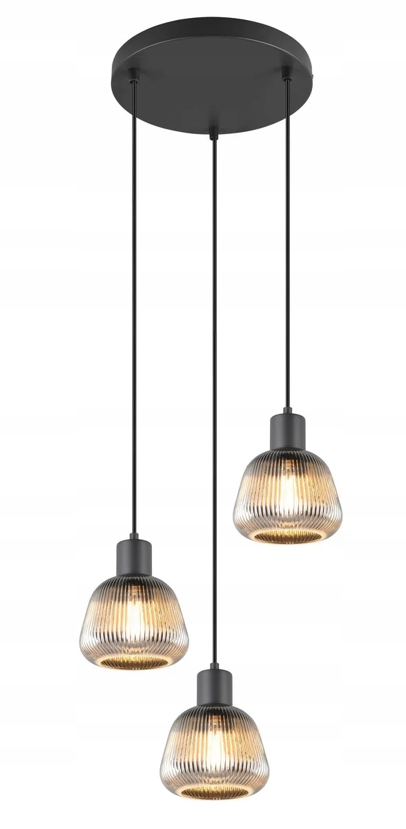 Závesná retro lampa okrúhla čierna 3xE27 25W Tarifa Trio