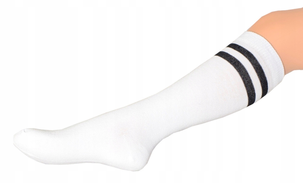 

Podkolanówki bawełna sport paski białe 28-31 7-9 l