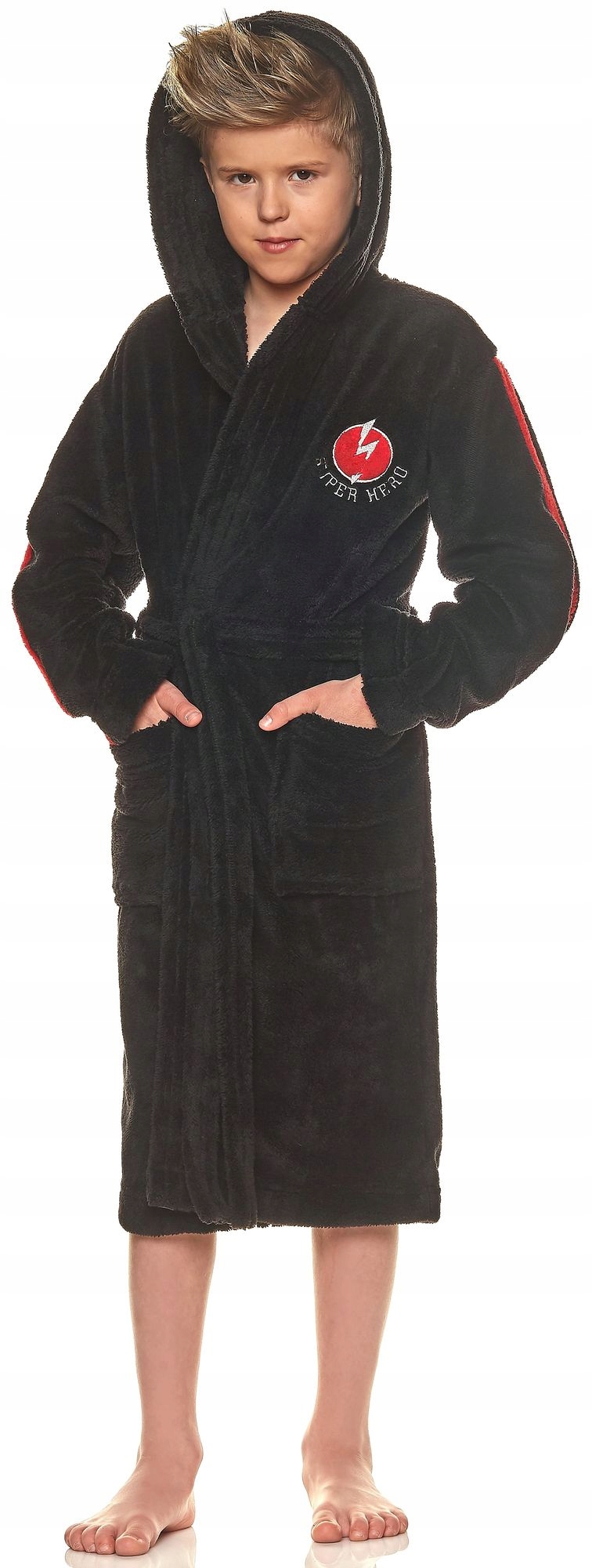 CIEPŁY PUCHOWY SZLAFROK CHŁOPIĘCY Z KAPTUREM 164 Marka Inna marka